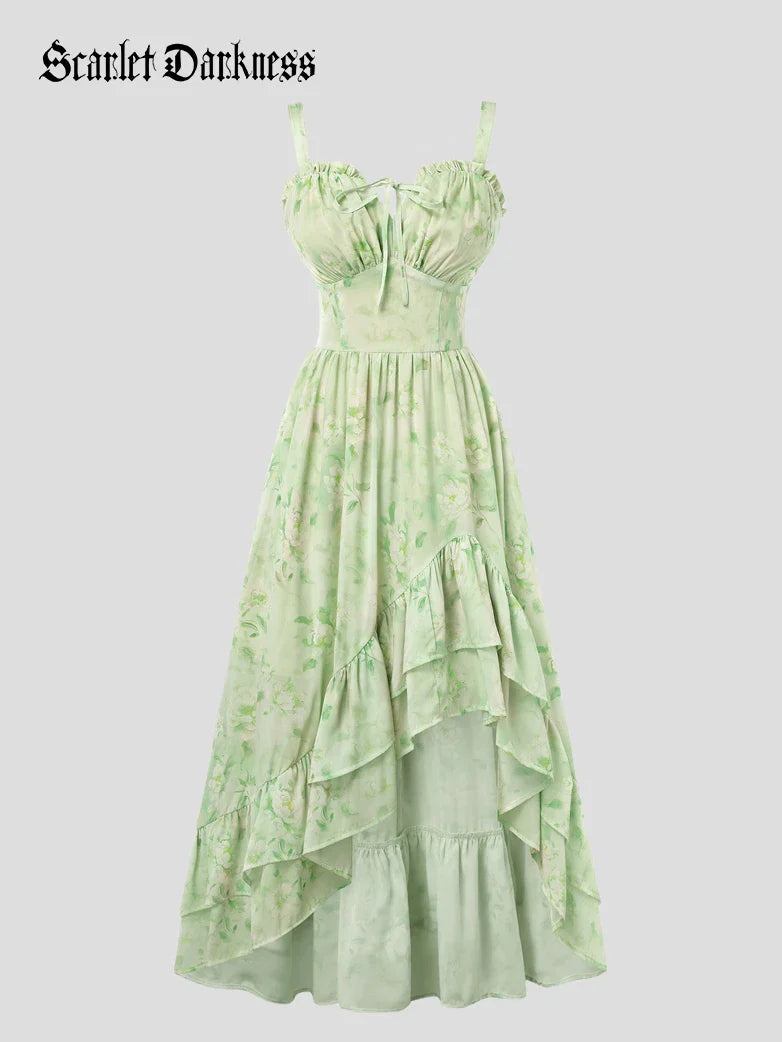 Spring Chiffon High-Low Slit Wedding Guest Dress
