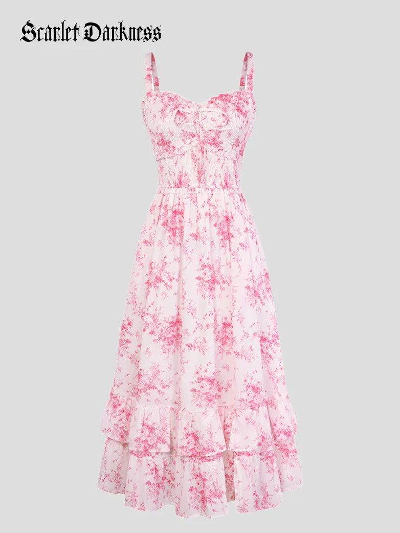 Women Renaissance Chiffon Pleated Pockets Dress