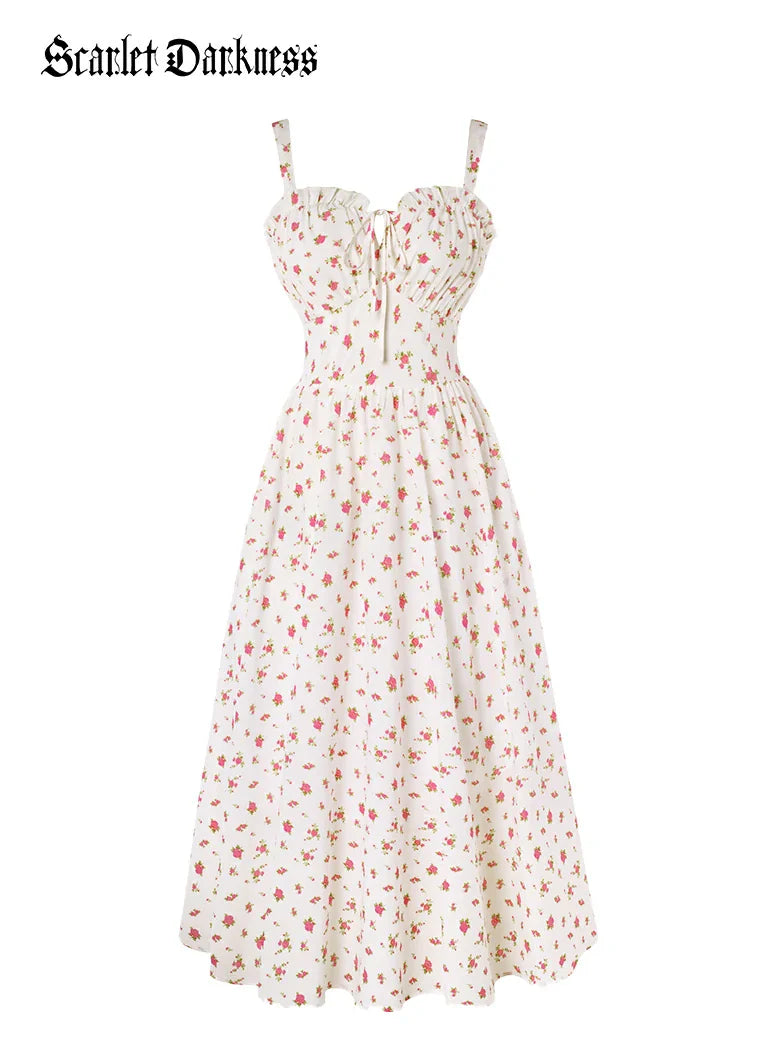 Sweetheart Floral Summer Wedding Pockets Dress