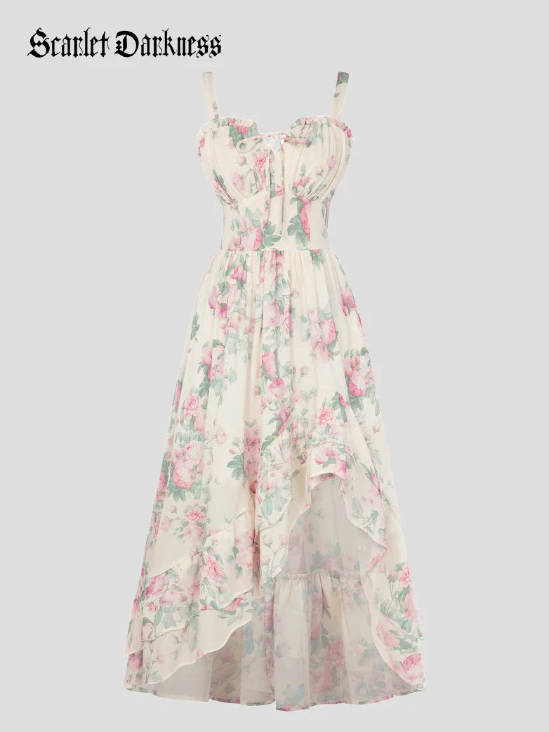 Spring Chiffon High-Low Slit Wedding Guest Dress