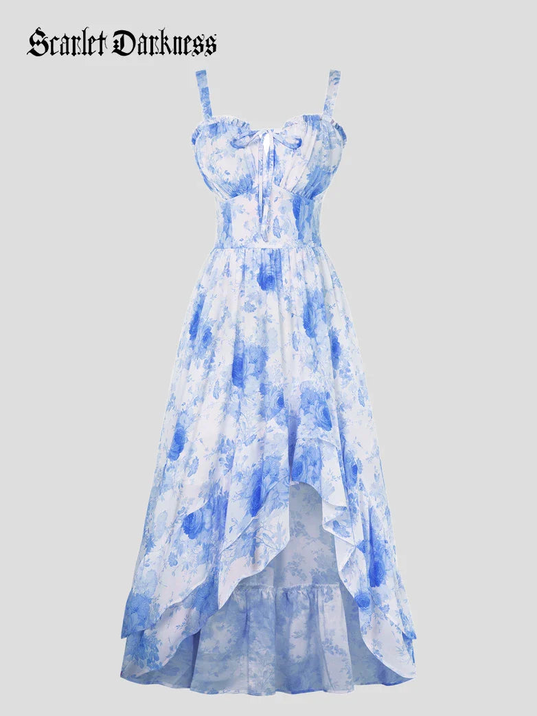 Spring Chiffon High-Low Slit Wedding Guest Dress