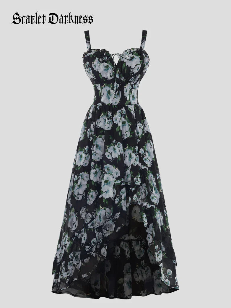 Spring Chiffon High-Low Slit Wedding Guest Dress