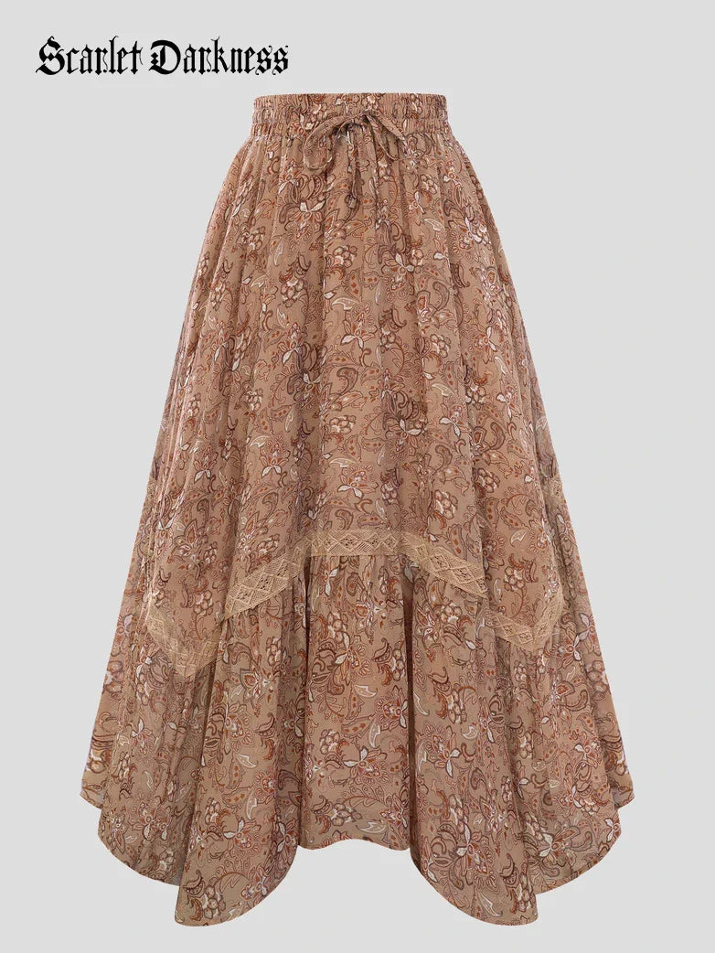 Women Renaissance Boho Chic Swing Pockets Skirt