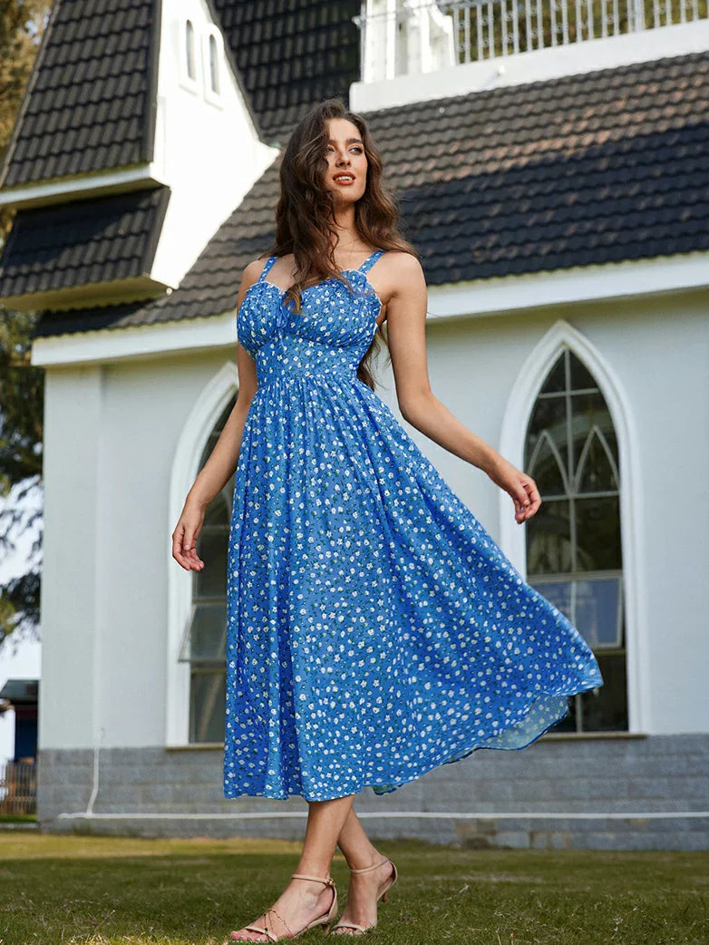 Sweetheart Floral Summer Wedding Pockets Dress
