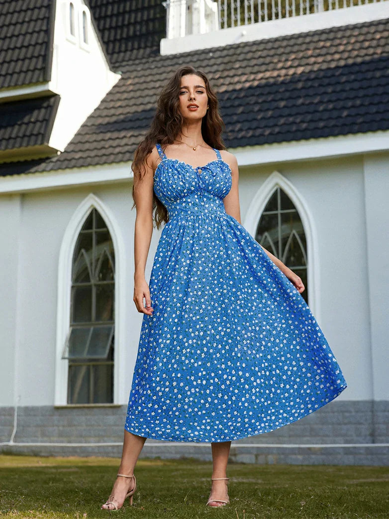 Sweetheart Floral Summer Wedding Pockets Dress
