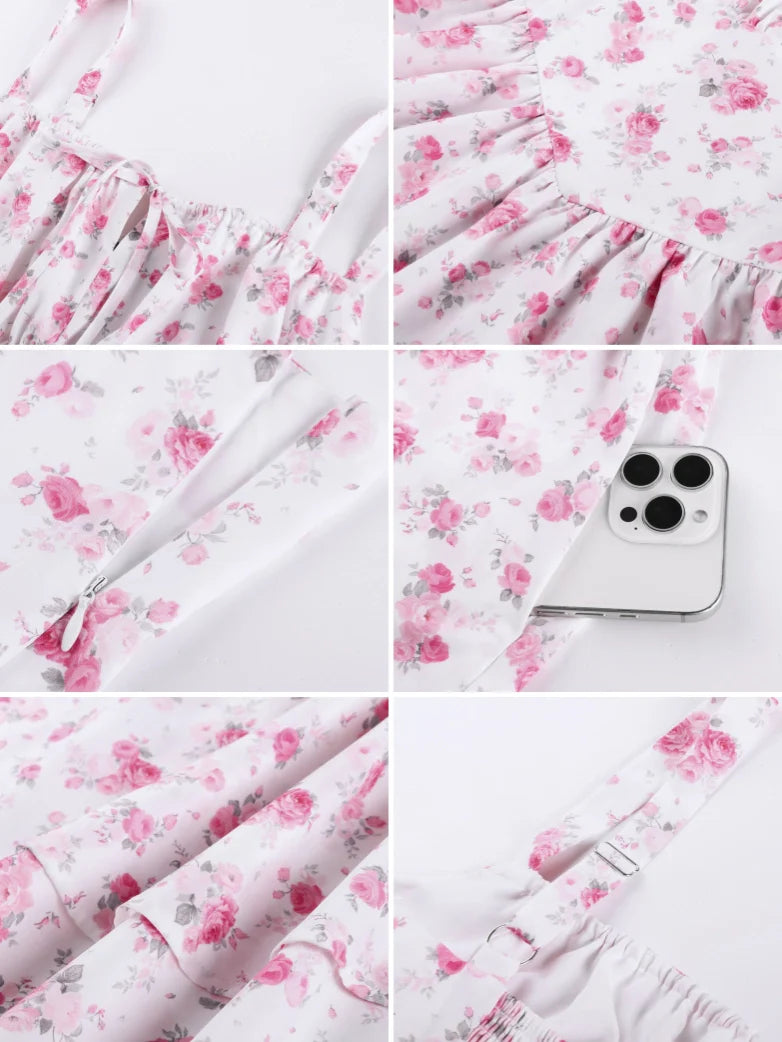 Women Summer Floral Puffy Corset Dress