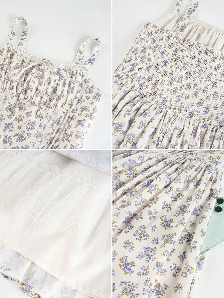 Victorian Puffy Corset Dress Sundress with Pockets