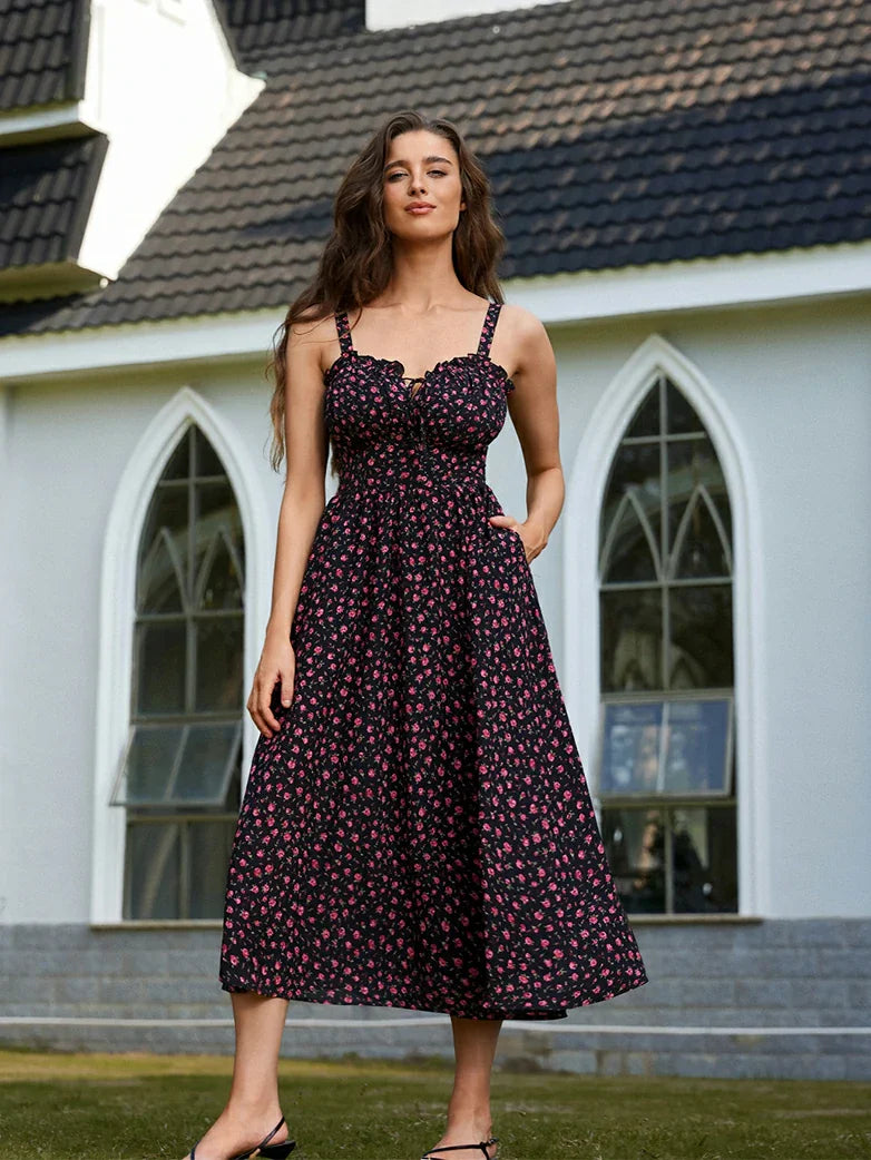 Sweetheart Floral Summer Wedding Pockets Dress