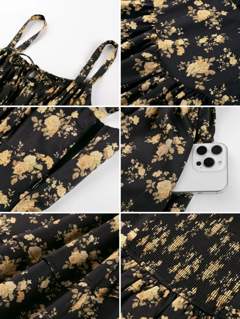Women Summer Floral Puffy Corset Dress
