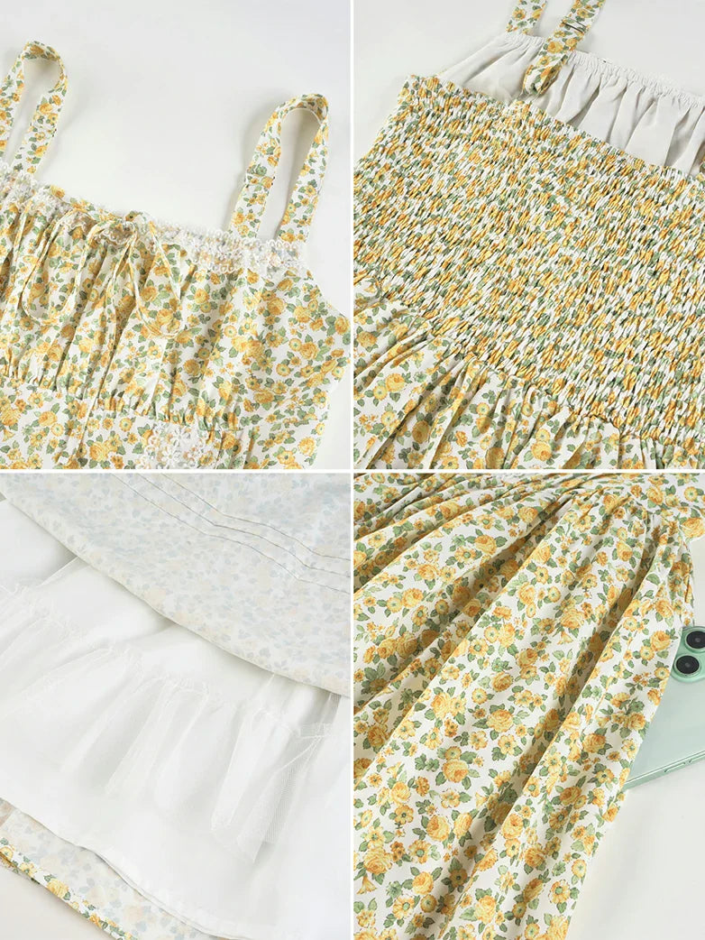 Victorian Puffy Corset Dress Sundress with Pockets