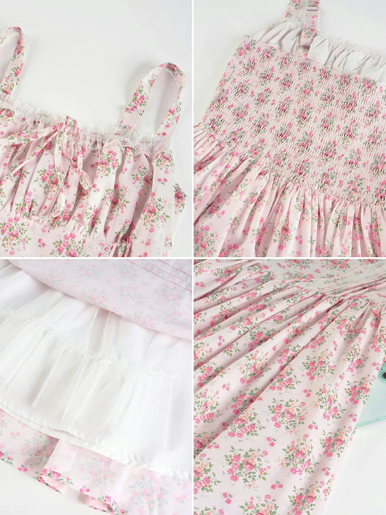 Victorian Puffy Corset Dress Sundress with Pockets