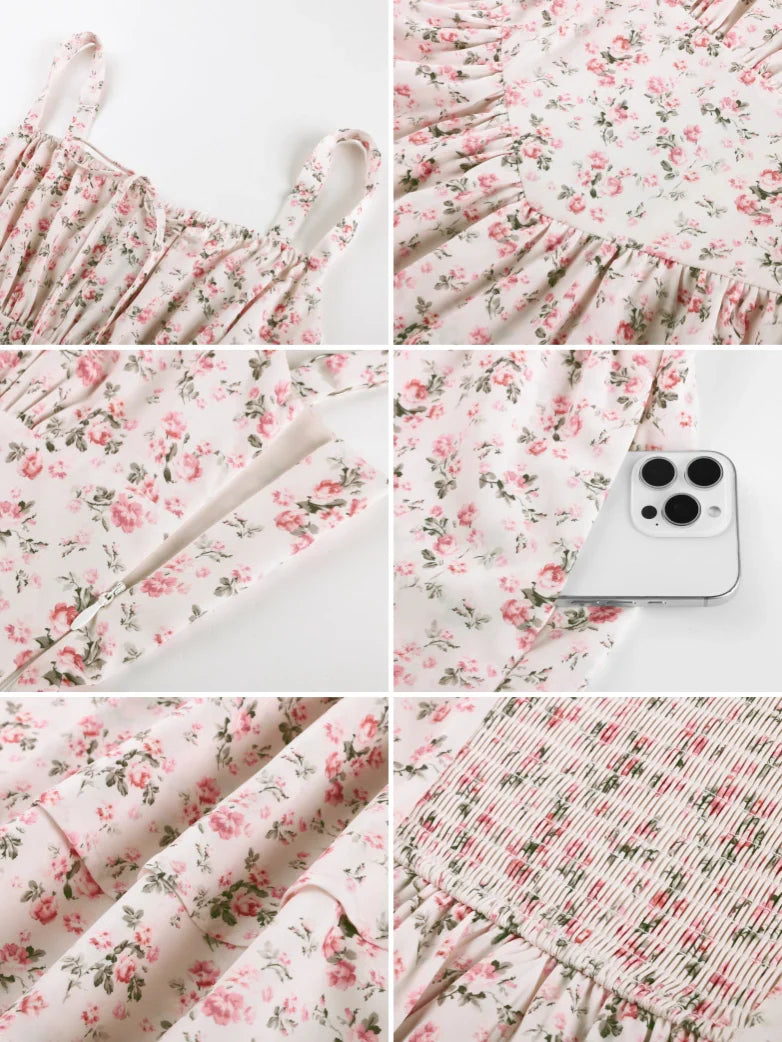 Women Summer Floral Puffy Corset Dress