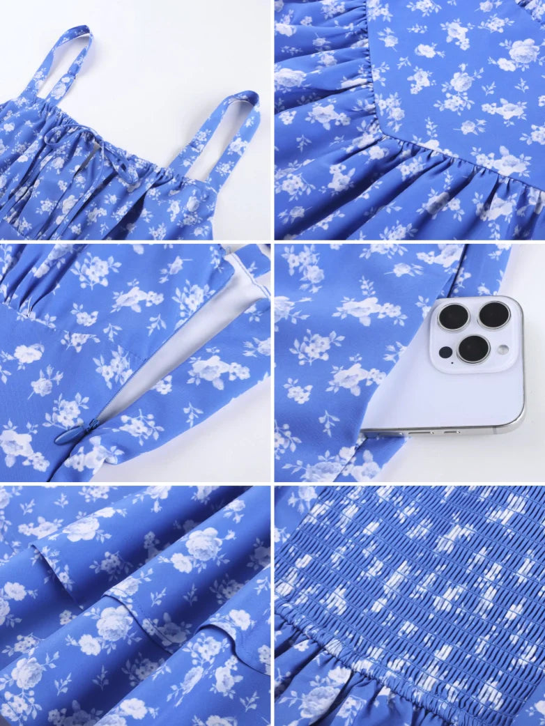 Women Summer Floral Puffy Corset Dress