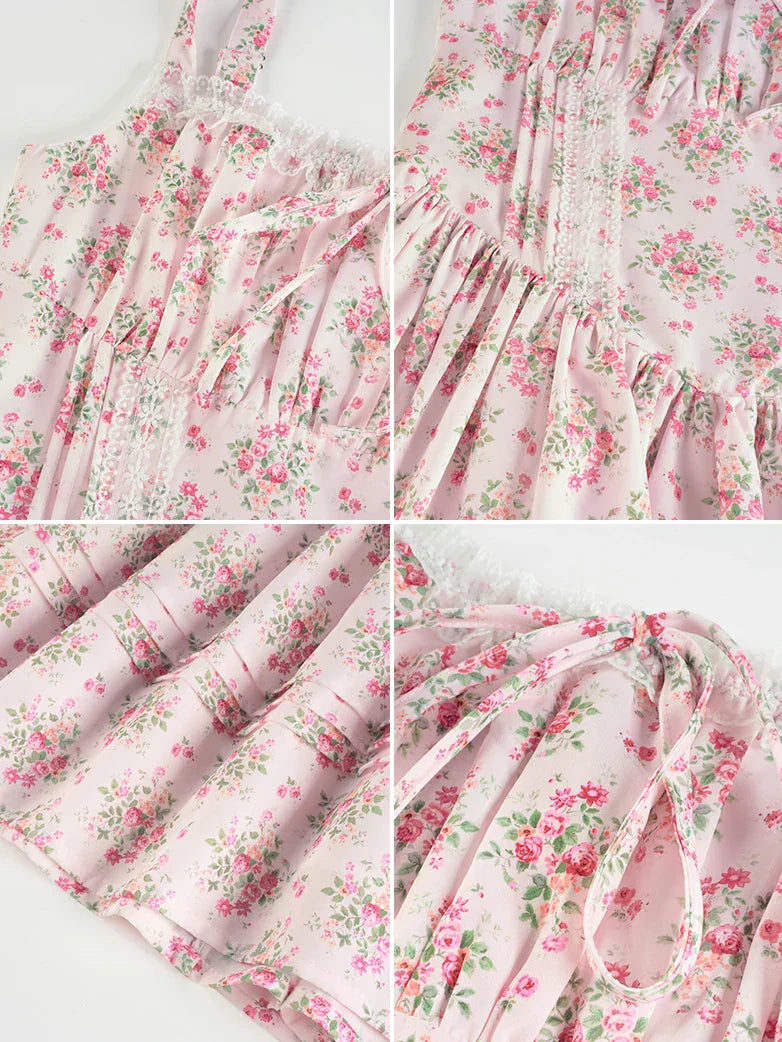 Victorian Puffy Corset Dress Sundress with Pockets