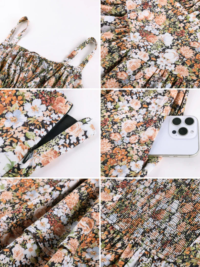 Women Summer Floral Puffy Corset Dress