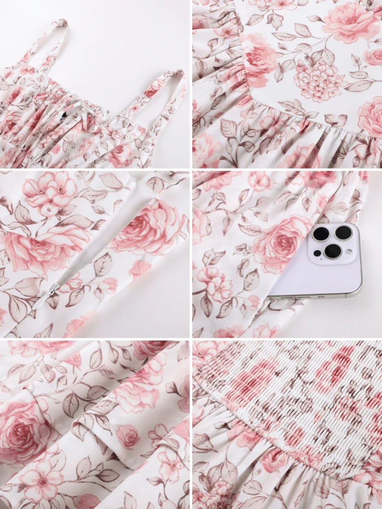 Women Summer Floral Puffy Corset Dress