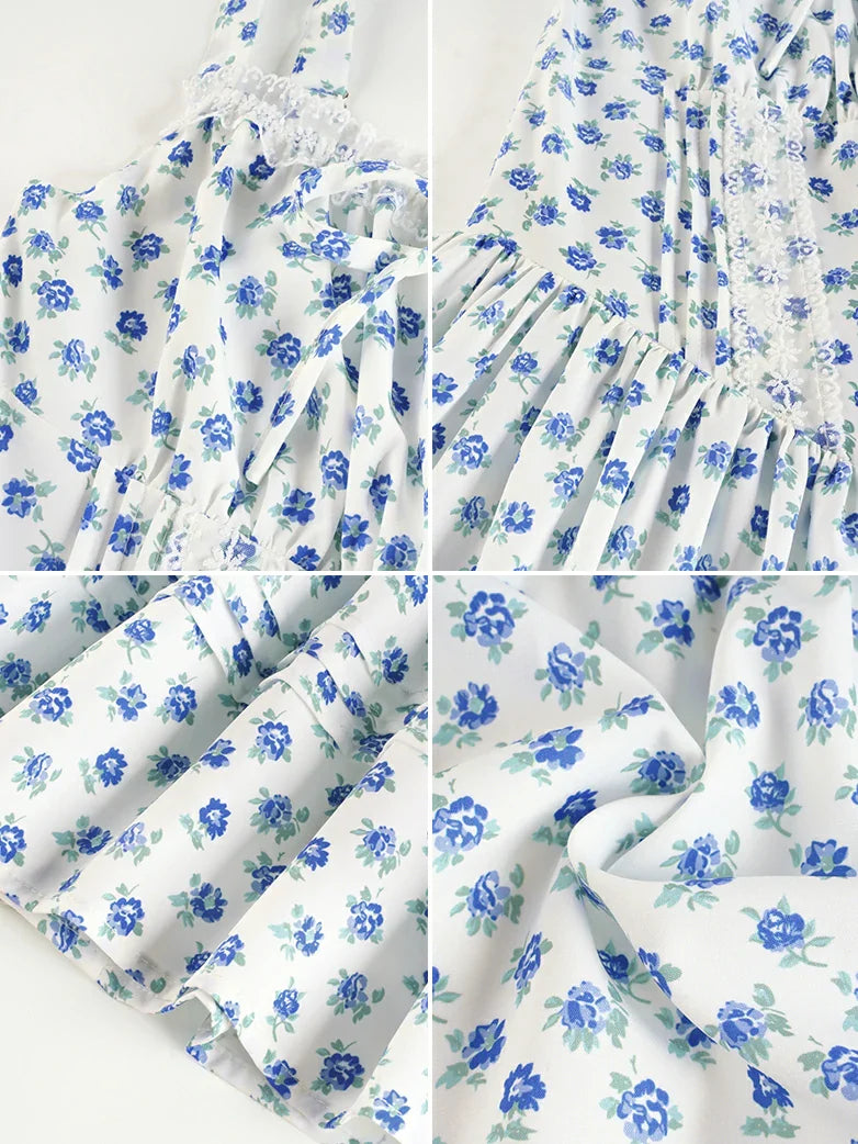 Victorian Puffy Corset Dress Sundress with Pockets