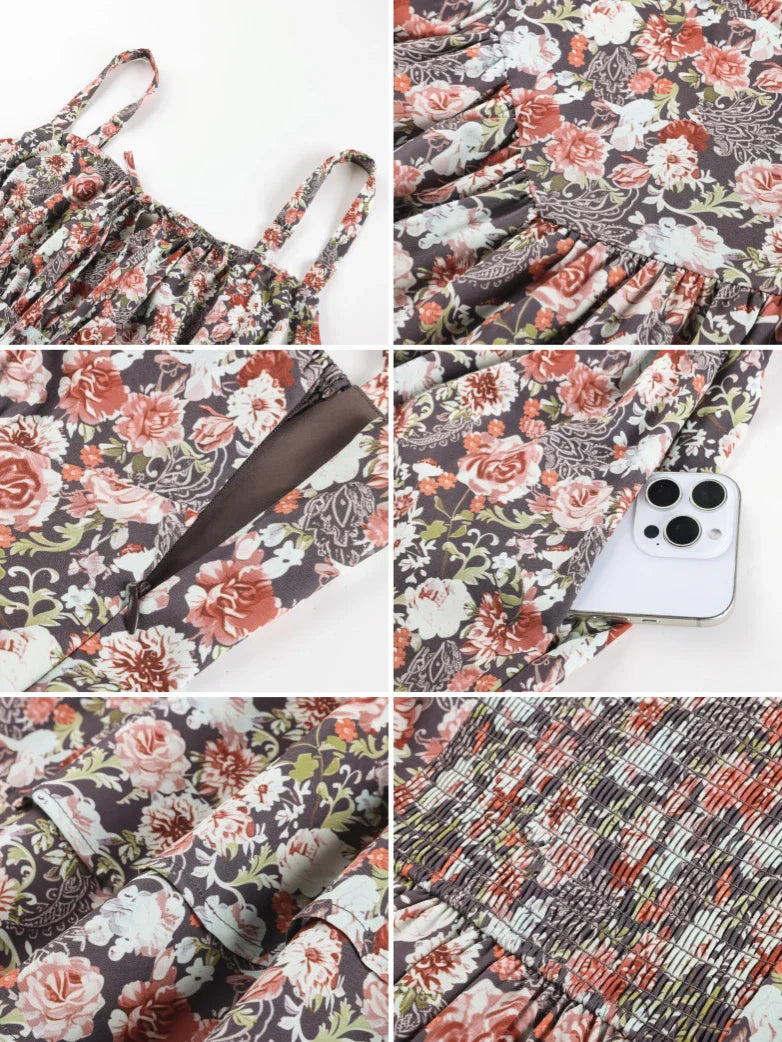 Women Summer Floral Puffy Corset Dress