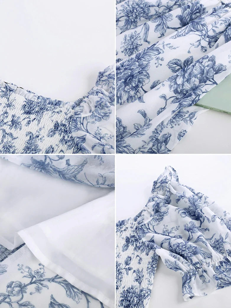 Bridgeton Puff sleeves Chiffon Pleated Pocket Dress
