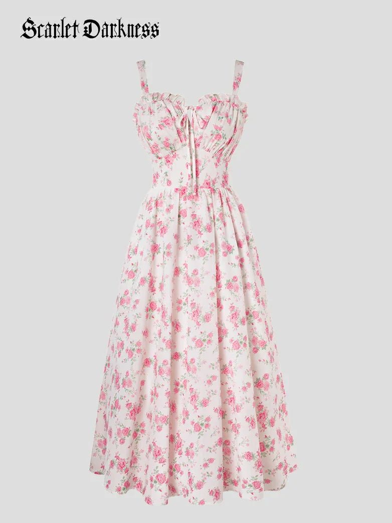 Sweetheart Floral Summer Wedding Pockets Dress