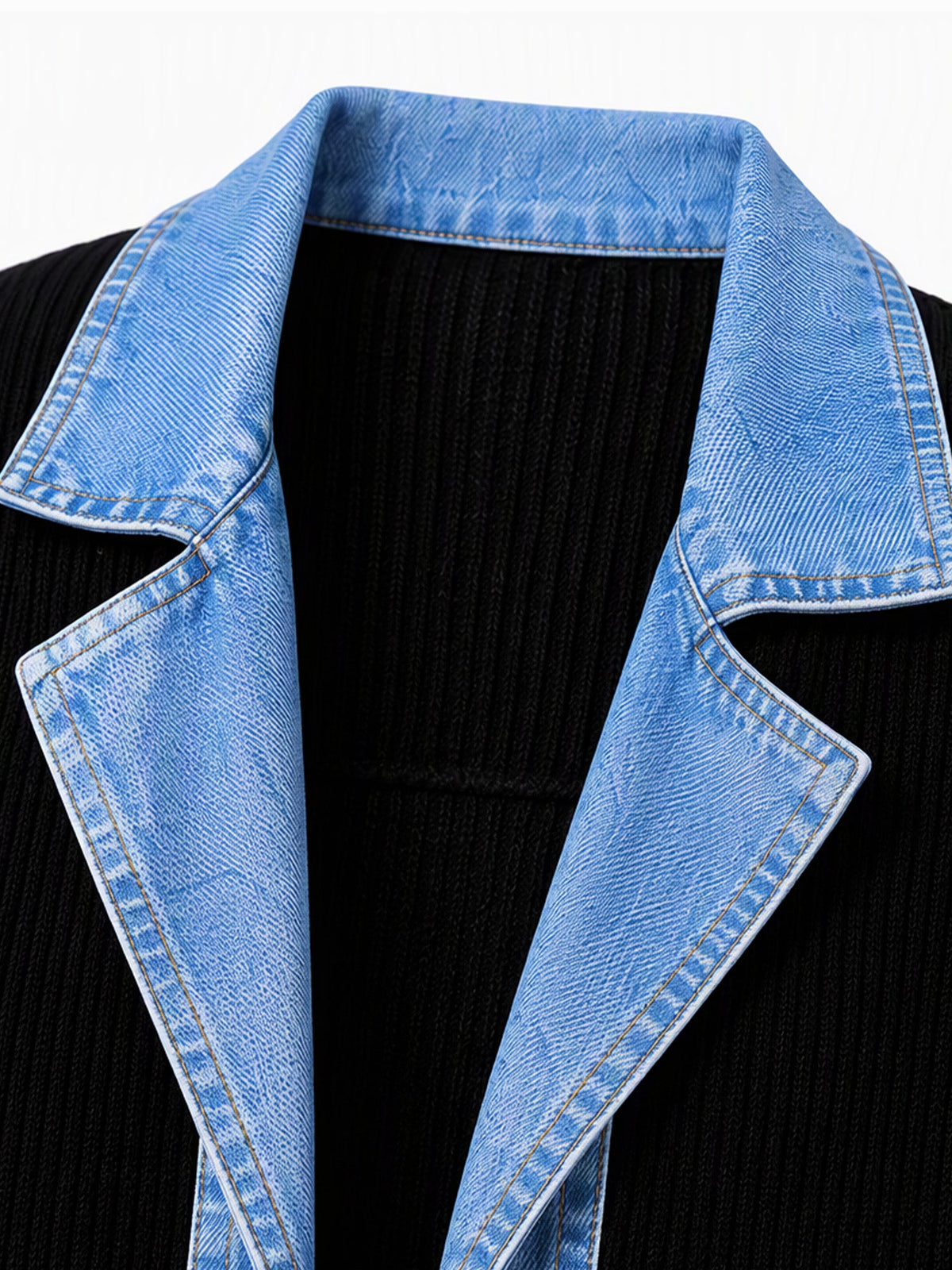 ¡50 % DE DESCUENTO! ⭐Renata| Elegante abrigo vaquero para mujer con inserto de punto acanalado