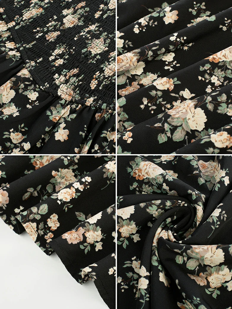 Bridgeton Puff sleeves Chiffon Pleated Pocket Dress