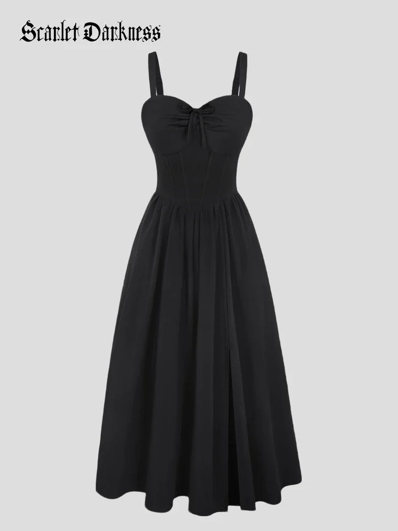 Victorian Slit Corset Party Dress with Pockets