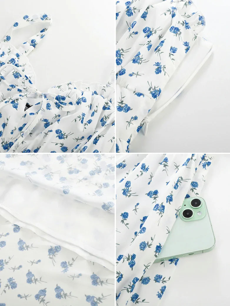 Sweetheart Floral Summer Wedding Pockets Dress