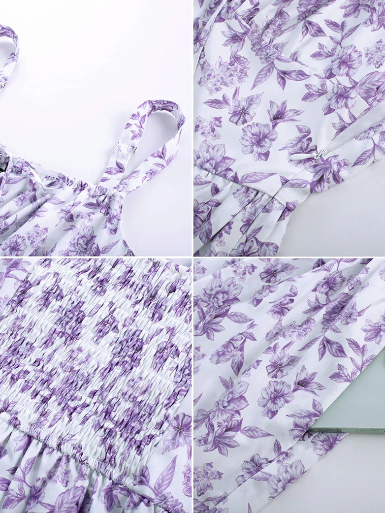 Women Summer Floral Puffy Corset Dress
