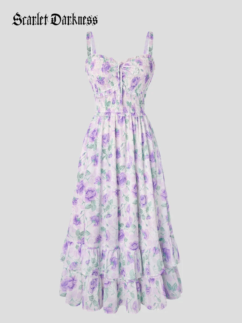 Women Renaissance Chiffon Pleated Pockets Dress