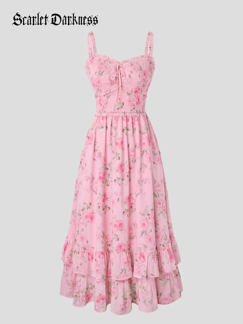 Women Renaissance Chiffon Pleated Pockets Dress