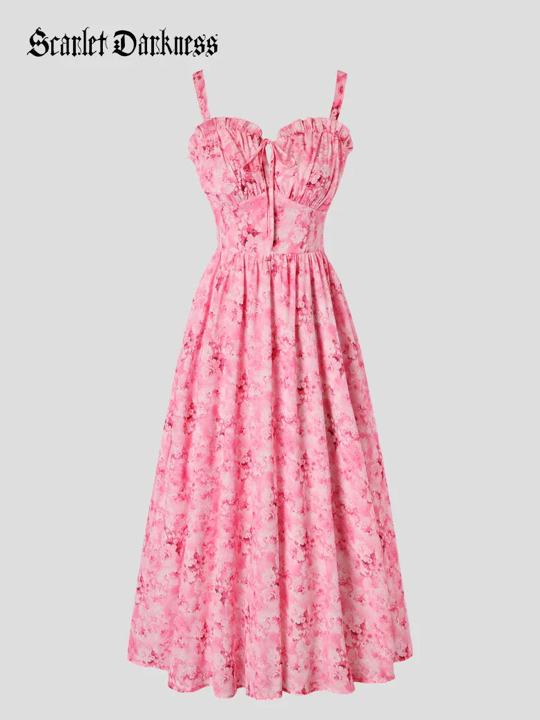 Sweetheart Floral Summer Wedding Pockets Dress