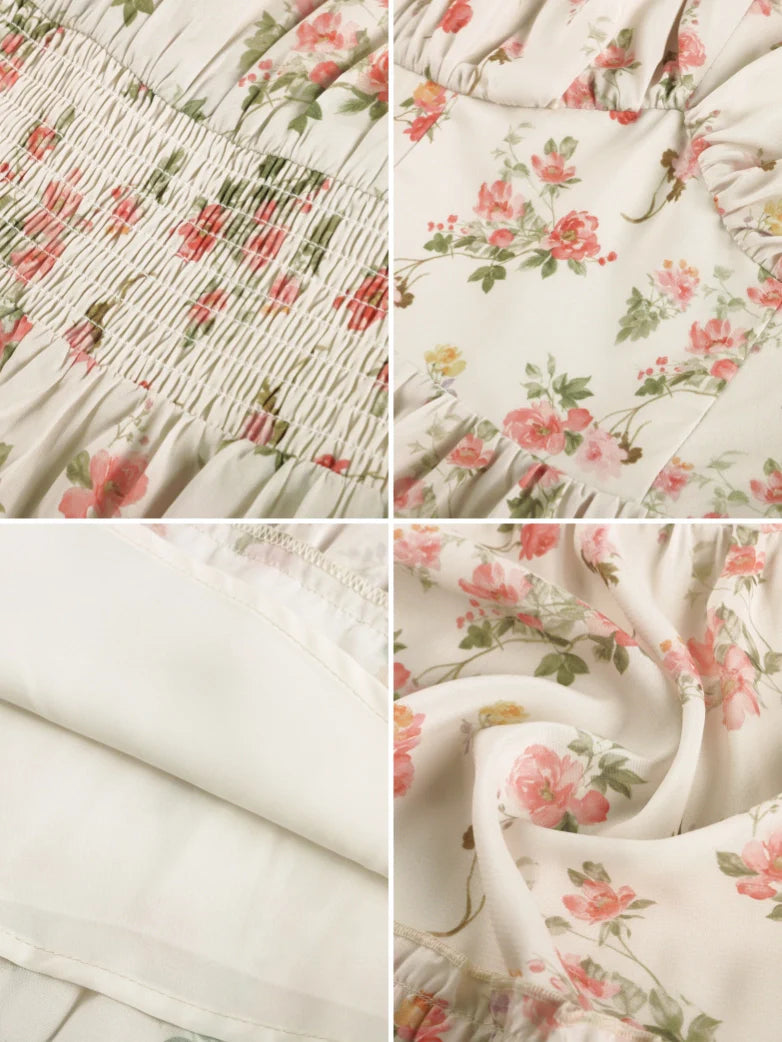 Victorian Summer Floral Pockets Dresses for Women
