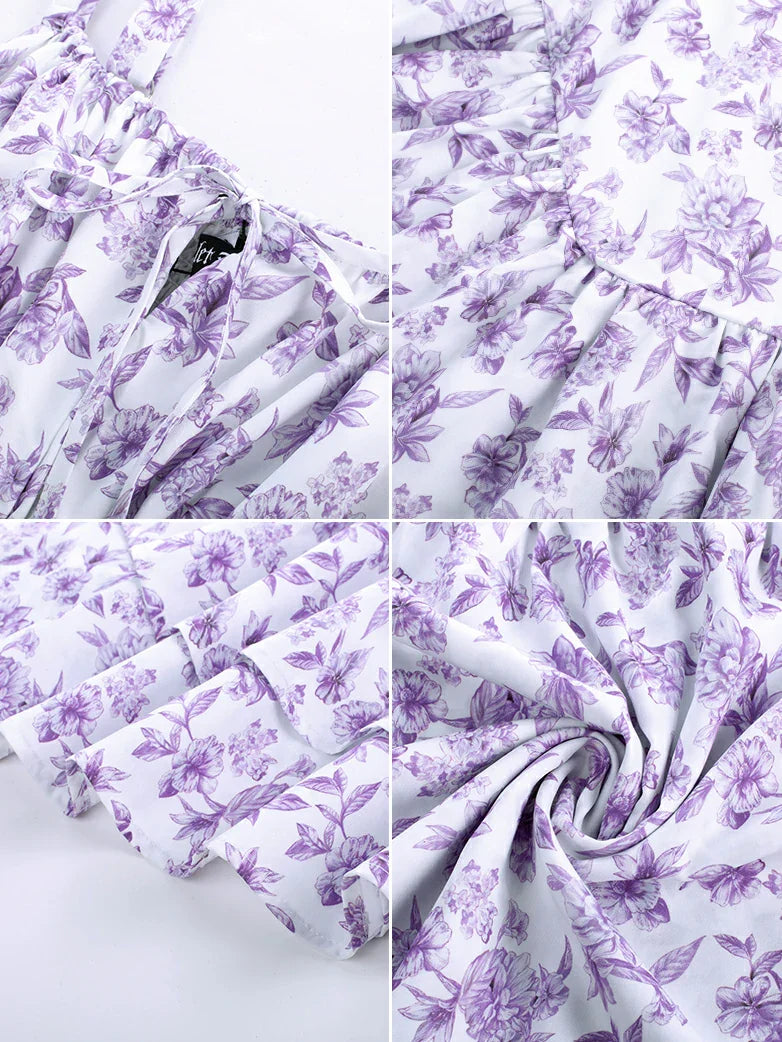 Women Summer Floral Puffy Corset Dress