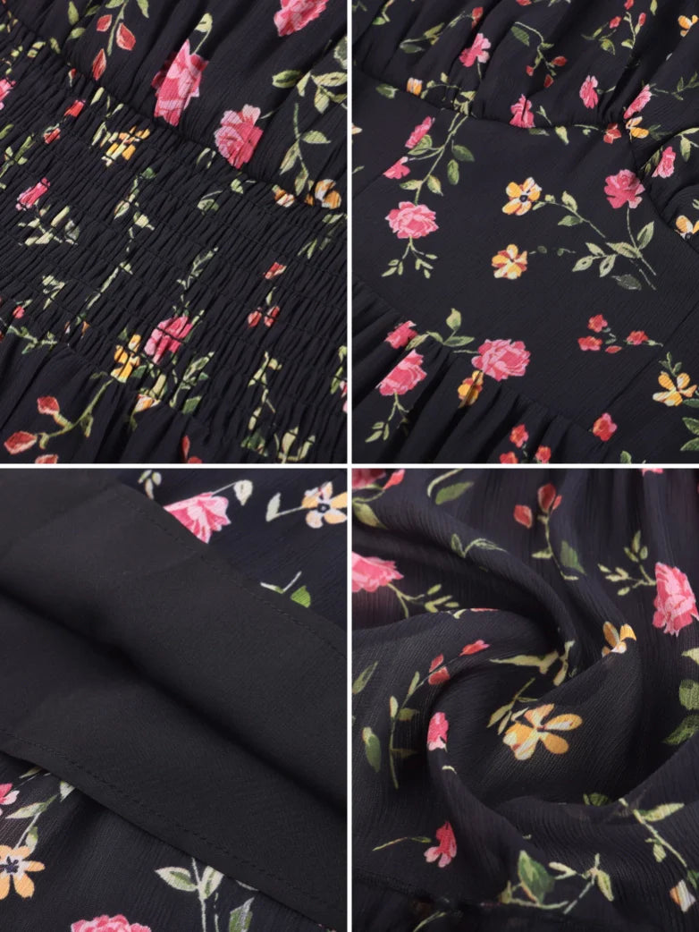 Victorian Summer Floral Pockets Dresses for Women