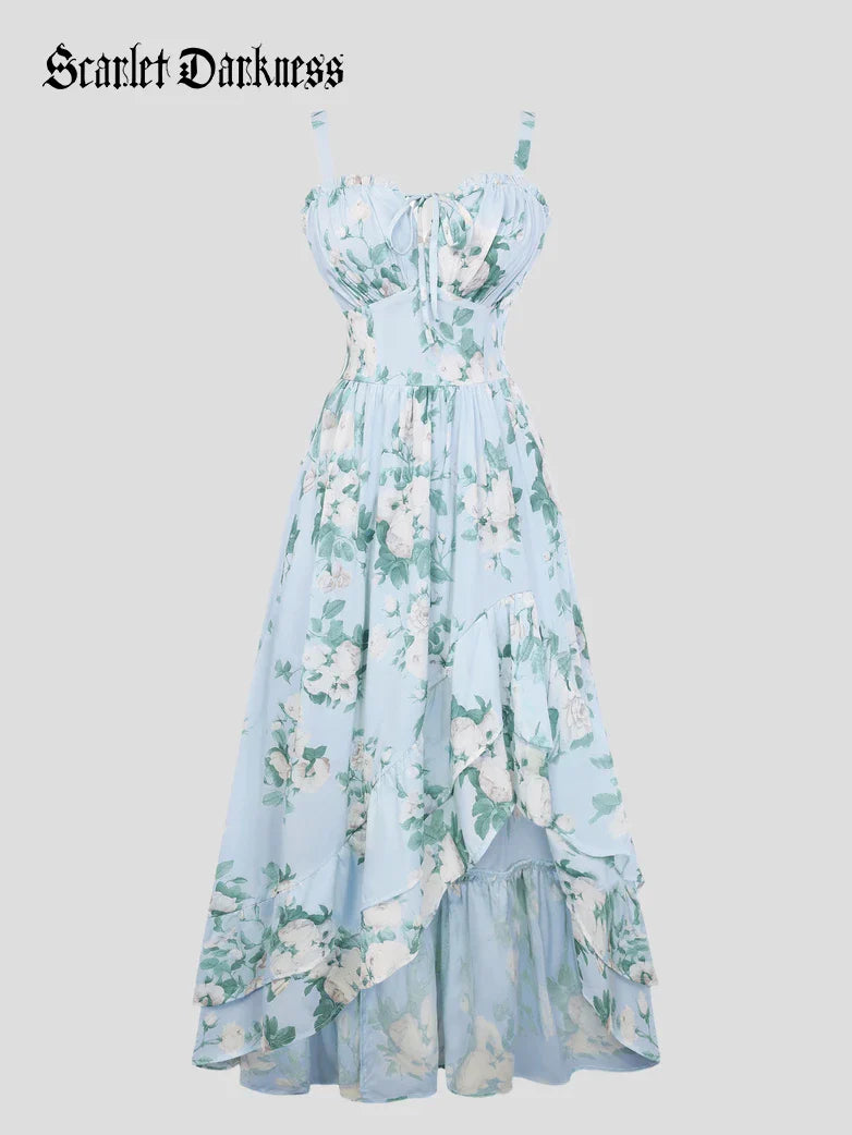 Spring Chiffon High-Low Slit Wedding Guest Dress
