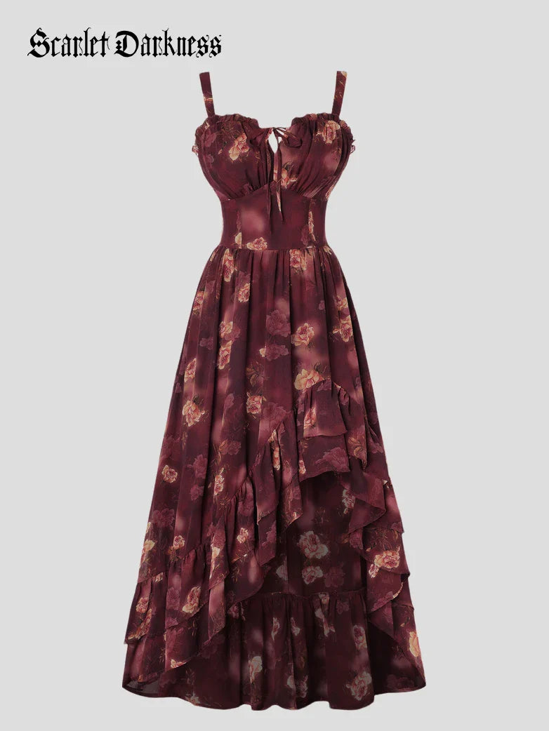 Spring Chiffon High-Low Slit Wedding Guest Dress