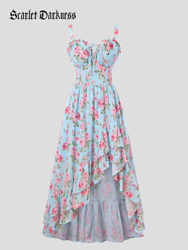 Spring Chiffon High-Low Slit Wedding Guest Dress