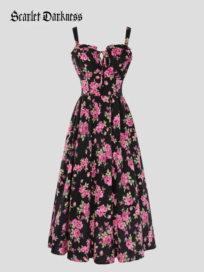 Sweetheart Floral Summer Wedding Pockets Dress