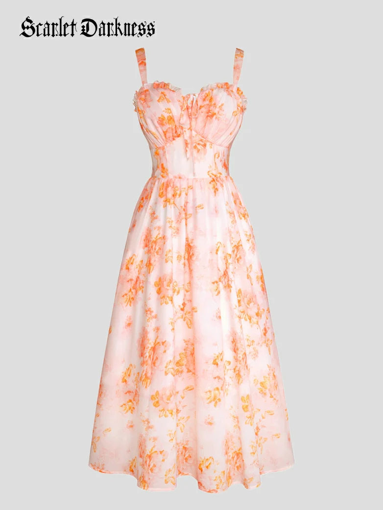 Sweetheart Floral Summer Wedding Pockets Dress