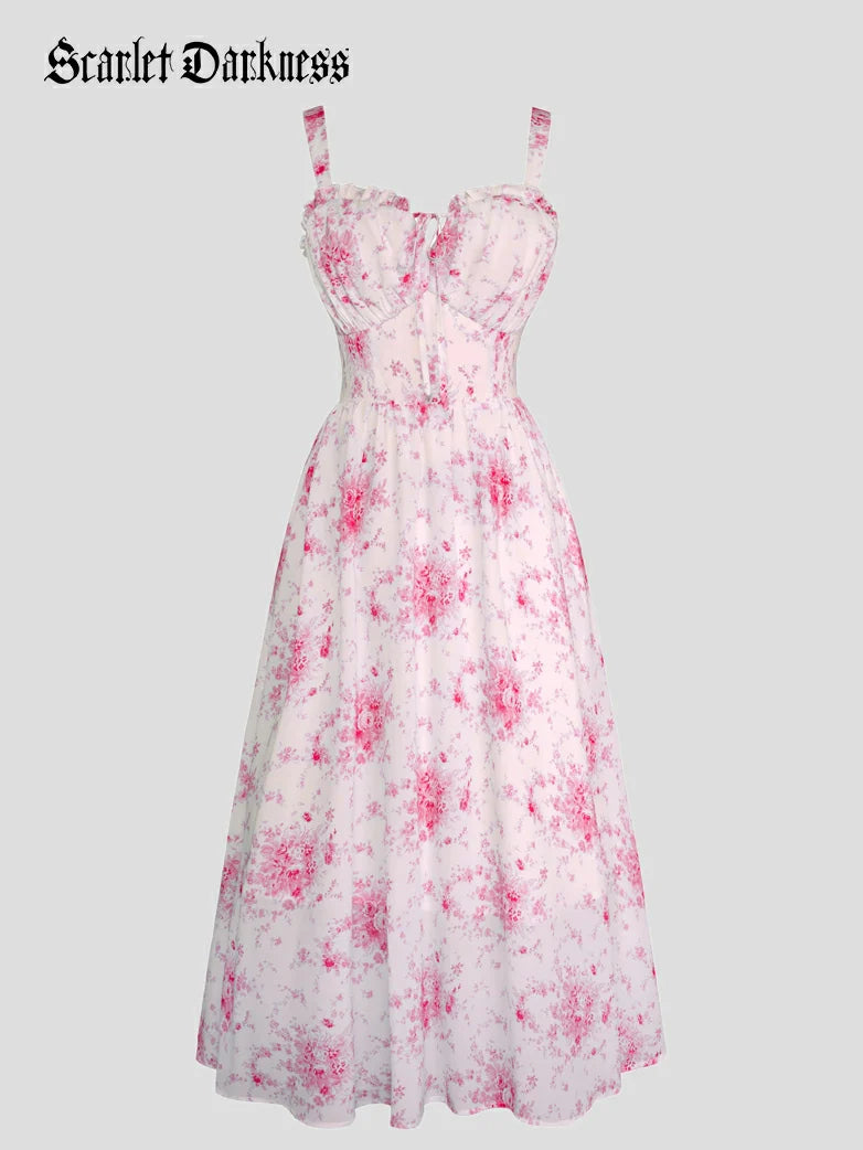 Sweetheart Floral Summer Wedding Pockets Dress