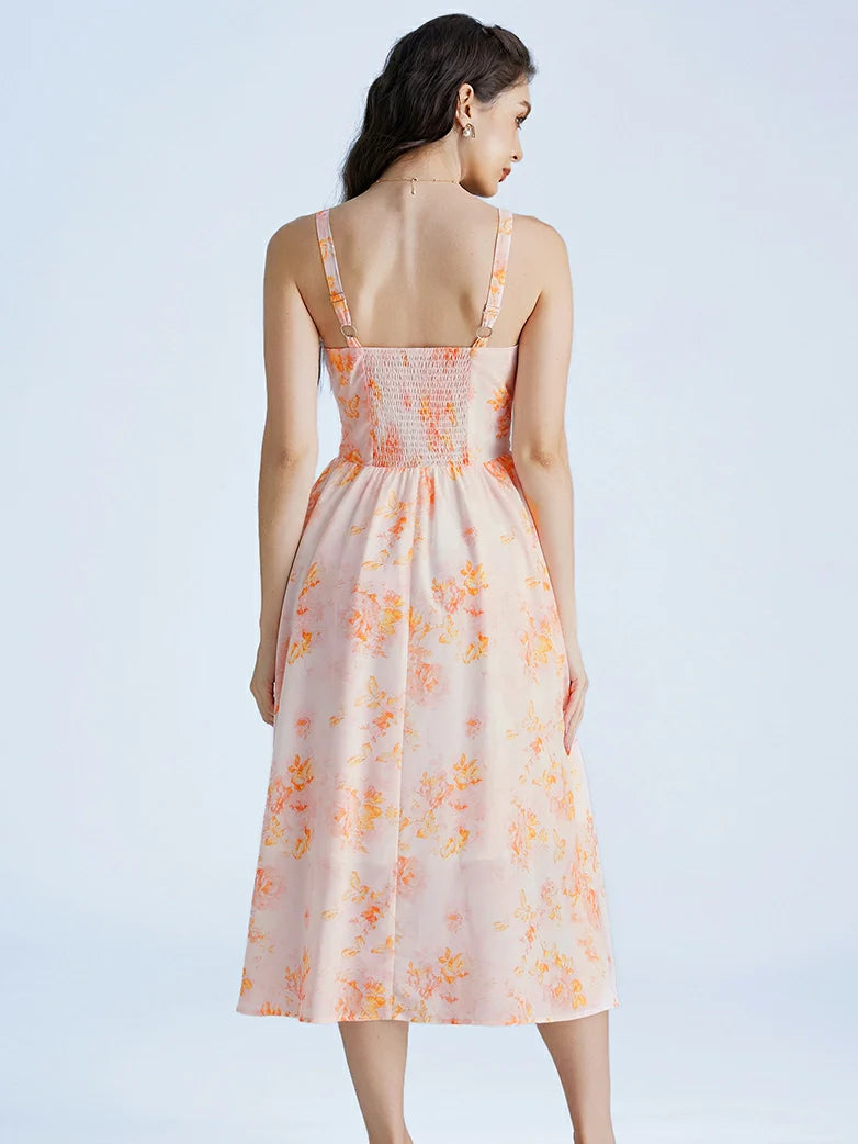 Sweetheart Floral Summer Wedding Pockets Dress