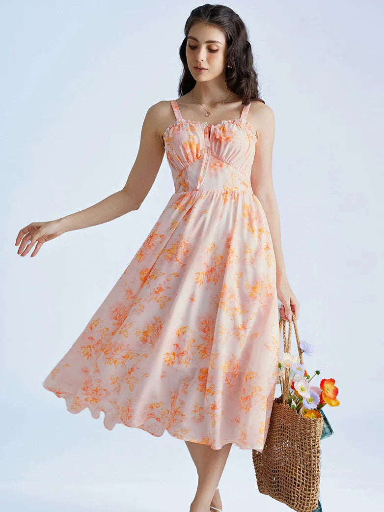 Sweetheart Floral Summer Wedding Pockets Dress