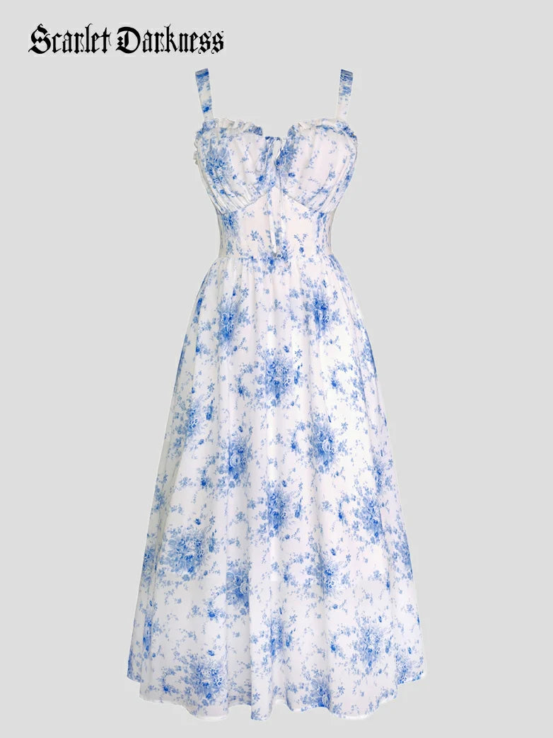 Sweetheart Floral Summer Wedding Pockets Dress