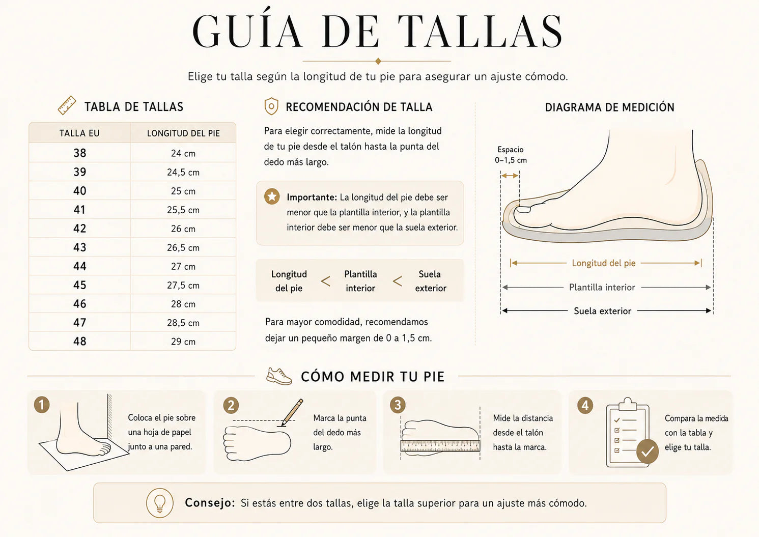 Guía de tallas de Francesco-Sandalias de cuero de alta calidad para hombre