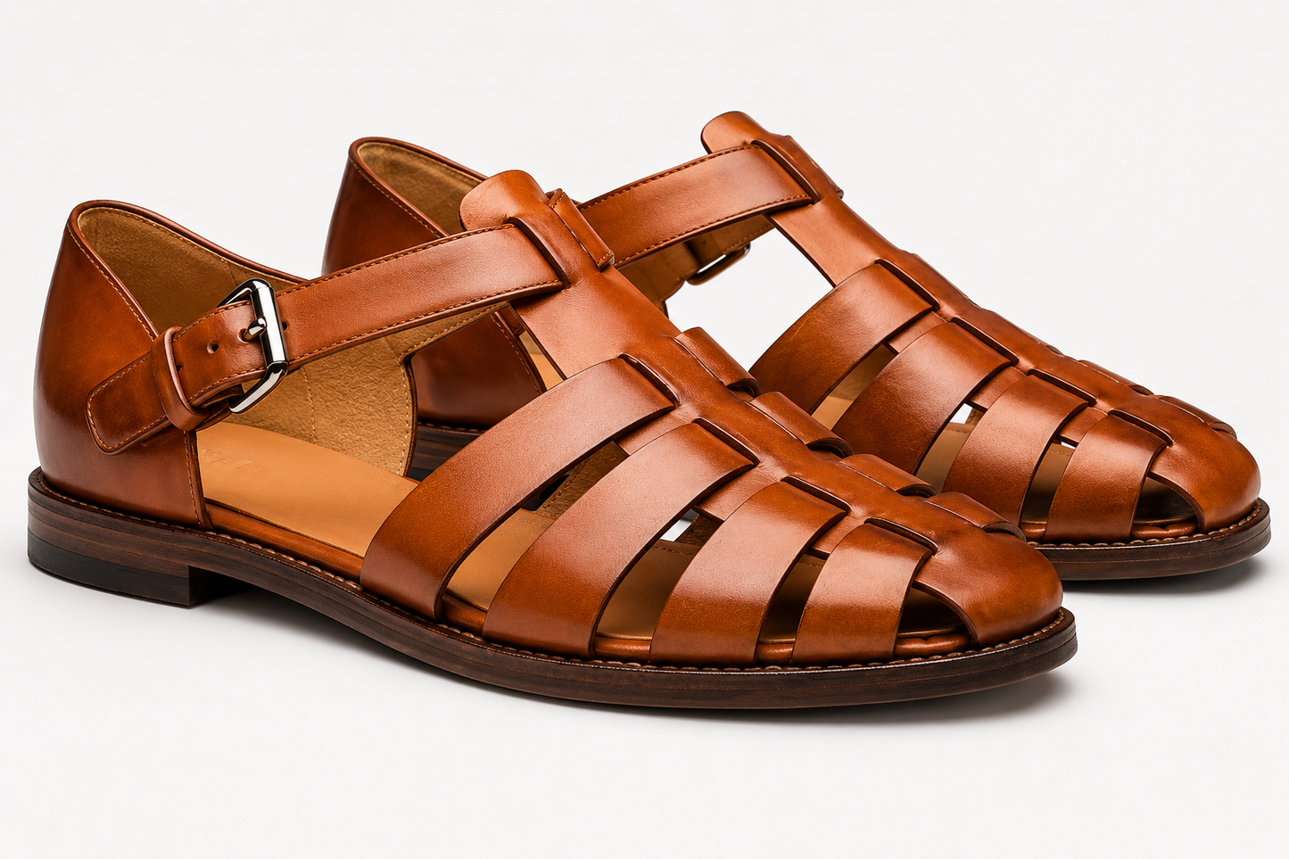 Francesco-Sandalias de cuero de alta calidad para hombre