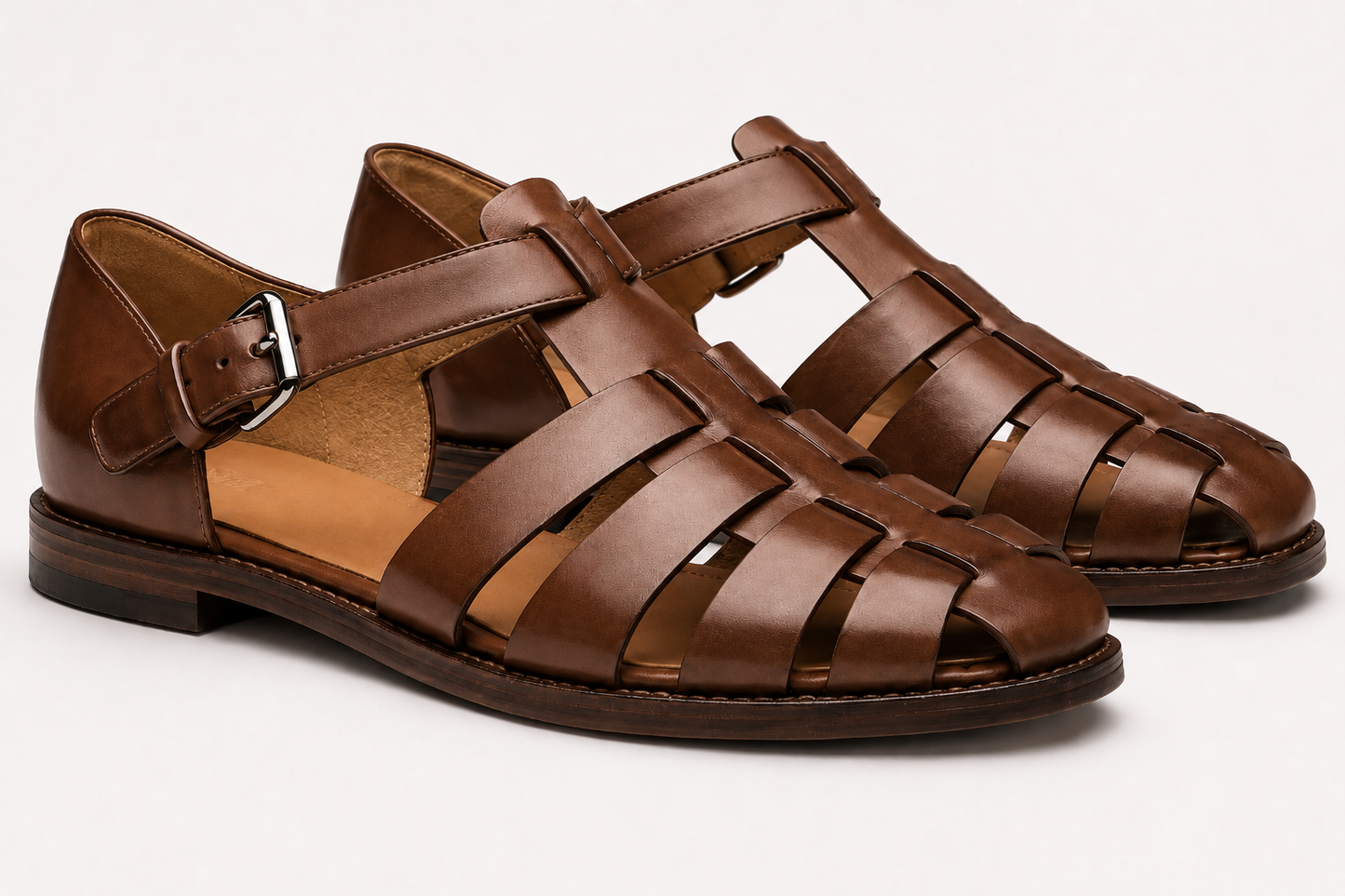 Francesco-Sandalias de cuero de alta calidad para hombre