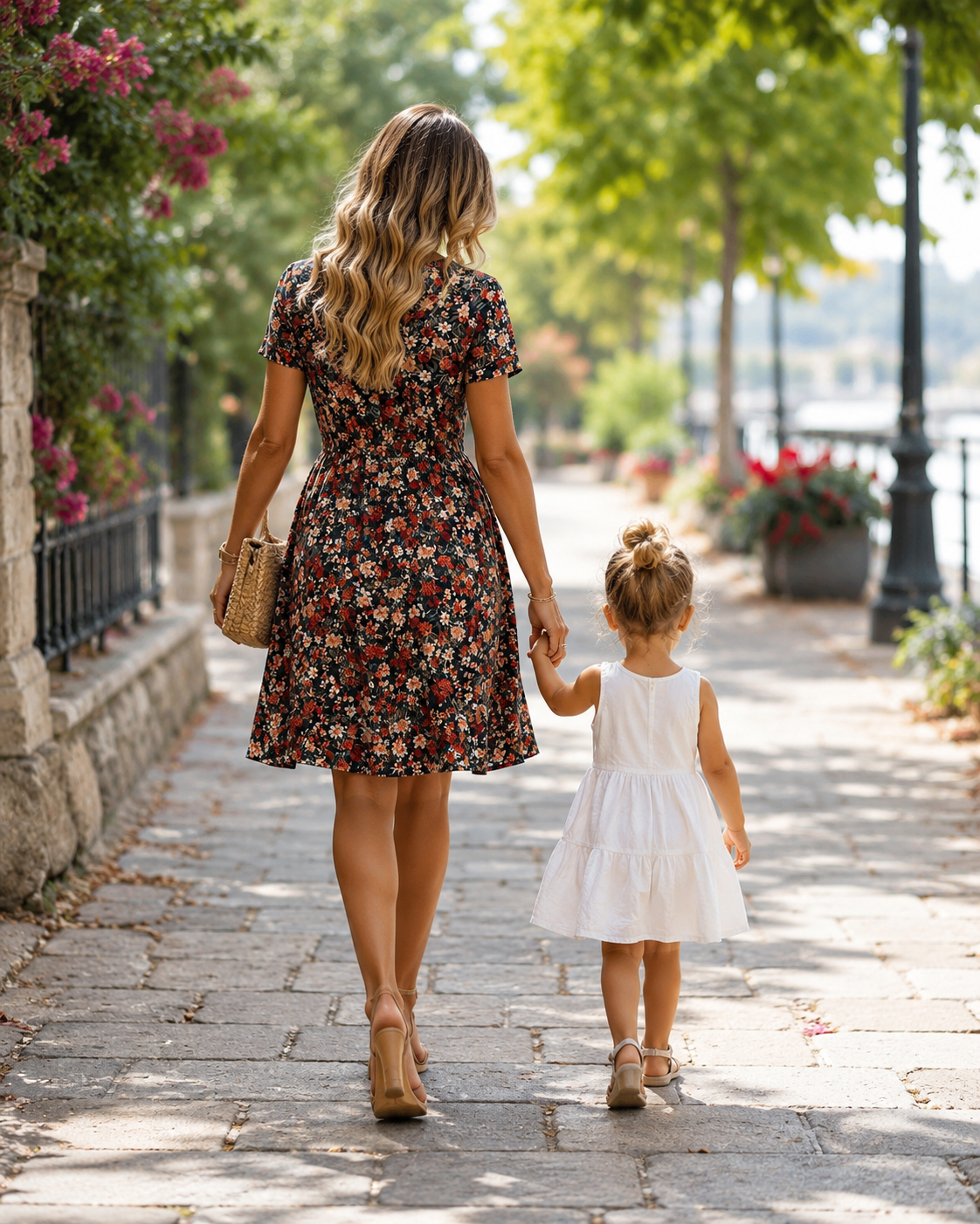 Marina-Vestido de verano con estampado floral y escote en V