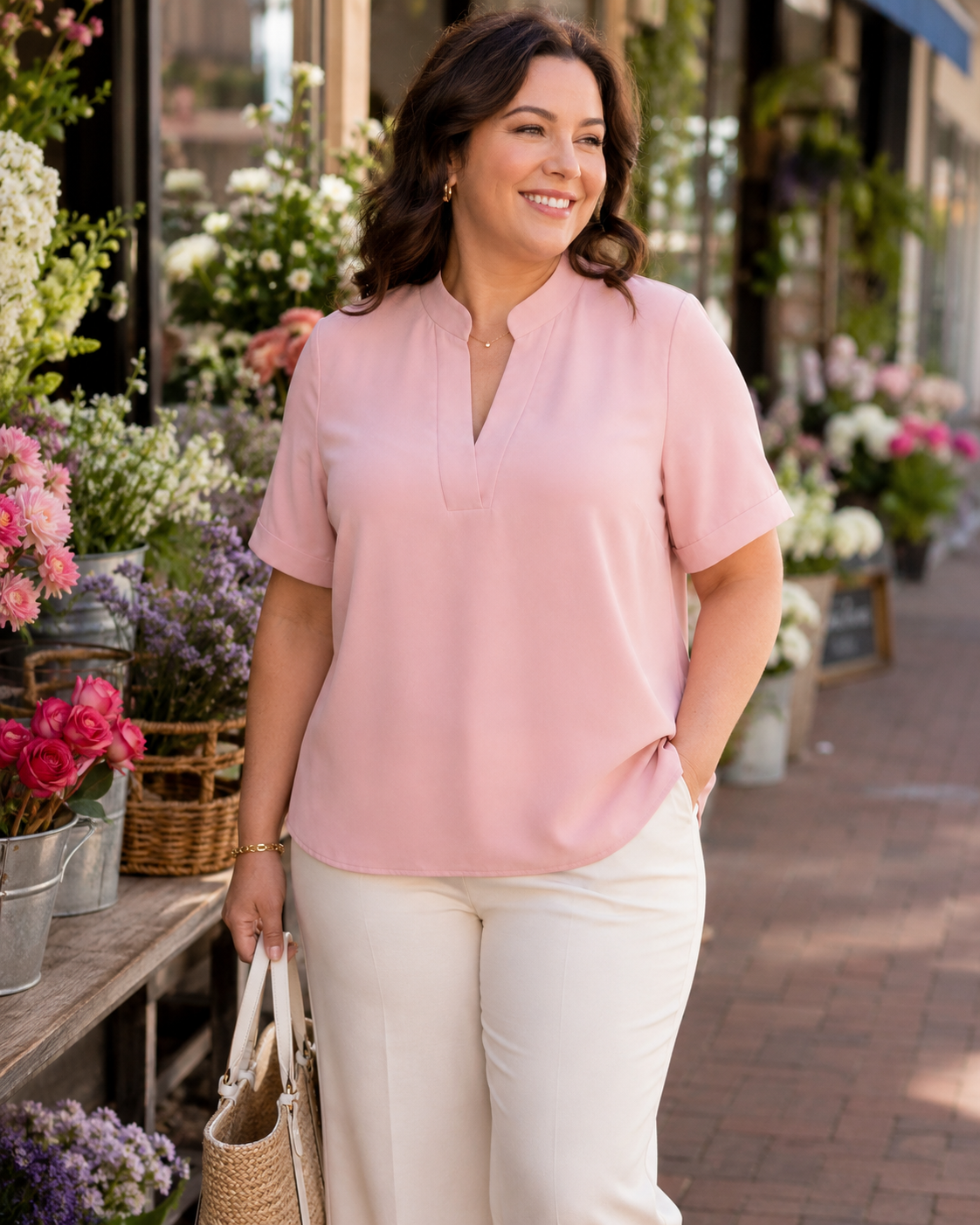 Claudia-Blusa elegante con cuello refinado