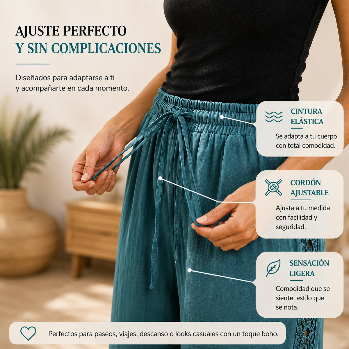Elia | Pantalones boho de pierna recta